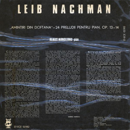 Leib Nachman - Amintiri Din Doftana (Preludii Pentru Pian), (Disc Vinil) [1]