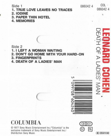 Leonard Cohen - Death Of A Ladies' Man, (Casetă Audio) [1]