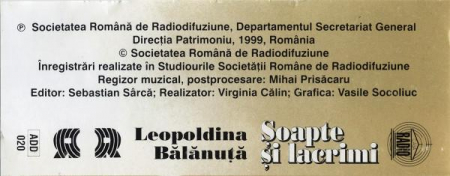 Leopoldina Bălănuță - Șoapte Și Lacrimi , (Casetă Audio) [1]