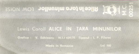 Lewis Carroll - Alice În Țara Minunilor, (Casetă Audio) [1]