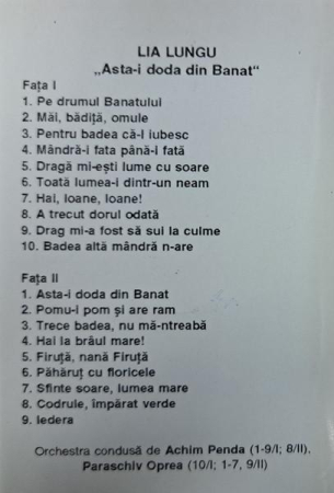 Lia Lungu - Asta-i Doda Din Banat (Caseta Audio) [1]