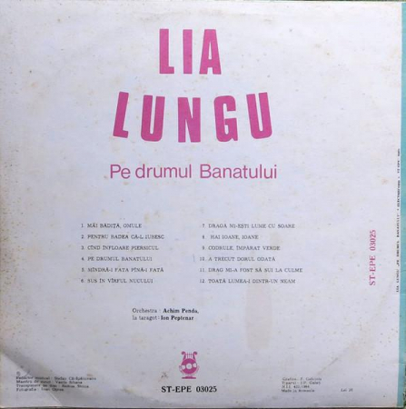 Lia Lungu - Pe Drumul Banatului, (Disc Vinil) [1]