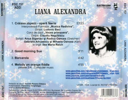 Liana Alexandra - Crăiasa Zăpezii - Operă Feerie, (CD) [1]