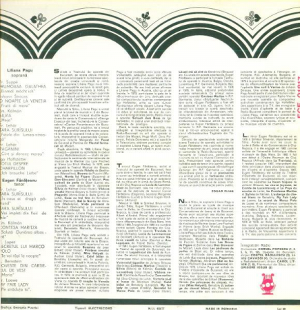 Liliana Pagu - Soliștii Operetei Din București, (Disc Vinil) [1]