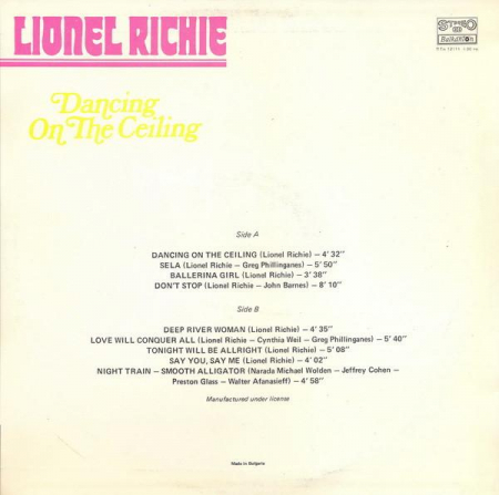 Lionel Richie - Dancing On The Ceiling, (Disc Vinil) [1]