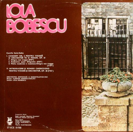 Lola Bobescu - Concert Nr. 3 Pentru Vioară Și Orchestră / Introducere Și Rondo Capriccioso Pentru Vioară Și Orchestră, (Disc Vinil) [1]