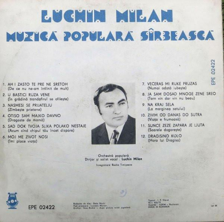 Luchin Milan - Muzică Populară Sîrbească (Disc Vinil) [1]