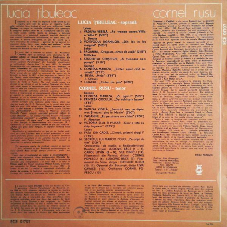 Lucia Țibuleac - Arii Din Operete, (Disc Vinil) [1]