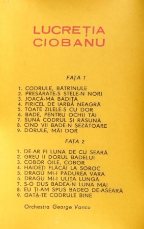 Lucreția Ciobanu - Codrule, Bătrînule, (Casetă Audio) [1]
