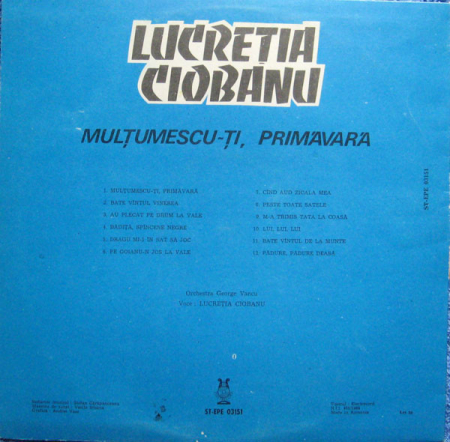 Lucreția Ciobanu - Mulțumescu-ți Primăvară, (Disc Vinil) [1]