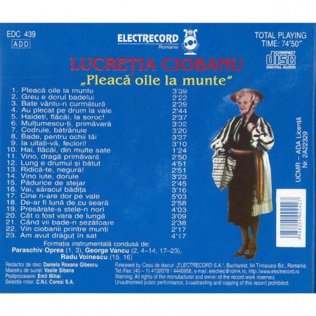 Lucreția Ciobanu - Pleacă Oile La Munte, (CD) [1]