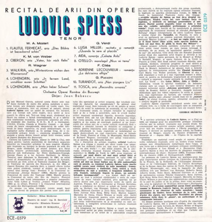 Ludovic Spiess - Recital De Arii Din Opere, (Disc Vinil) [1]