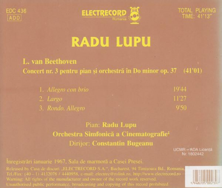 Ludwig van Beethoven - Concert Nr. 3 Pentru Pian Şi Orchestră În Do Minor, Op. 37, (CD) [1]