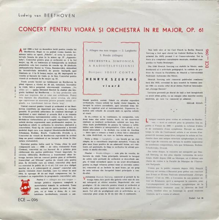 Ludwig van Beethoven - Concert Pentru Vioară Și Orchestră În Re Major, (Disc Vinil) [1]
