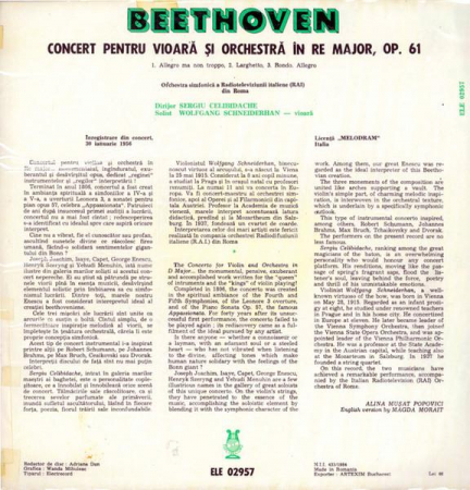 Ludwig van Beethoven - Concerto For Violin And Orchestra = Concert Pentru Vioara Și Orchestra In Re Major Op. 61, (Disc Vinil) [1]