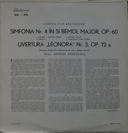 Ludwig van Beethoven - Simfonia Nr. 4 În Si Bemol Major / Uvertura „Leonora“, (Disc Vinil) [1]