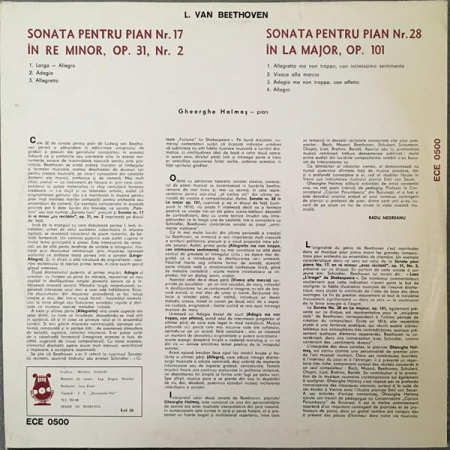 Ludwig van Beethoven - Sonata Pentru Pian Nr. 17 În Re Minor / Sonata Pentru Pian Nr. 28 În La Major, (Disc Vinil) [1]