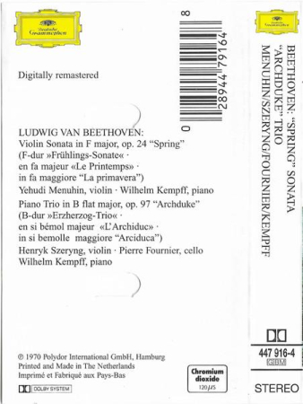 Ludwig van Beethoven - "Spring" Sonata / "Archduke" Trio (Beethoven Masterpieces) (Caseta Audio) [1]