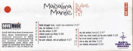 Mădălina Manole - Dulce De Tot , (Casetă Audio) [1]