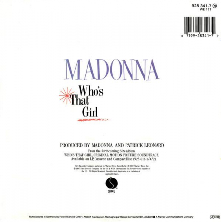 Madonna - Who's That Girl, (Disc Vinil) [1]