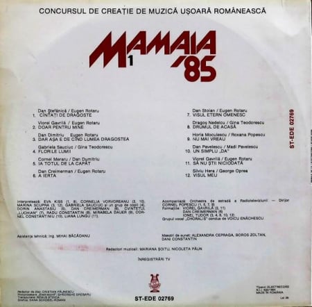 Mamaia '85 1, (Disc Vinil) [1]