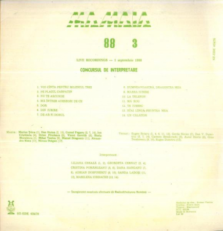 Mamaia 88 3 - Concursul De Interpretare, (Disc Vinil) [1]