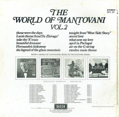 Mantovani And His Orchestra - The World Of Mantovani Vol.2 (Disc Vinil) [1]