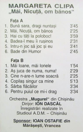 Margareta Clipa - Măi, Nicuță, Om Bănos, (Casetă Audio) [1]