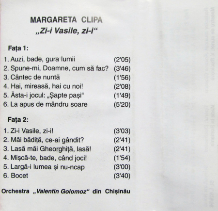 Margareta Clipa - Zi-i Vasile, Zi-i , (Casetă Audio) [1]