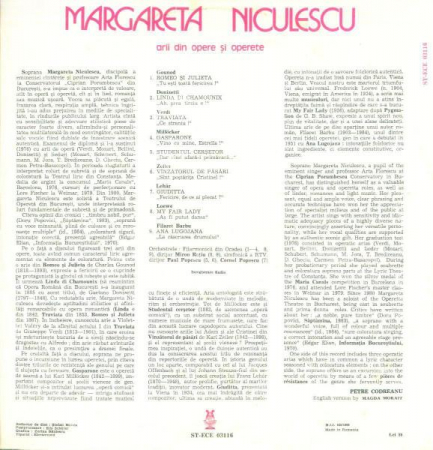 Margareta Niculescu - Arii Din Opere Și Operete, (Disc Vinil) [1]