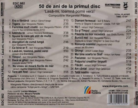 Margareta Pâslaru - 50 De Ani De La Primul Disc 'Lasă-mi, Toamna Pomii Verzi', (CD) [1]