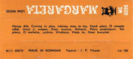 Margareta Pâslaru - Margareta, (Casetă Audio) [1]