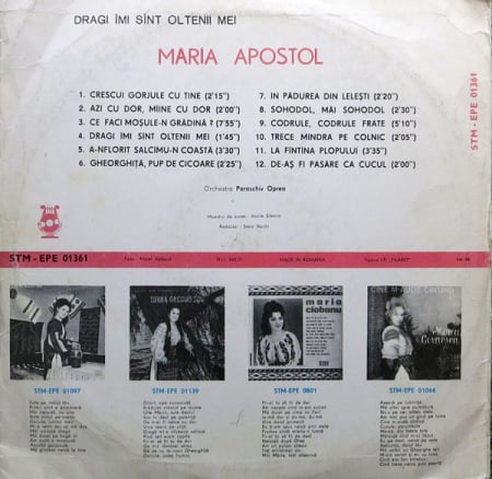 Maria Apostol – Dragi Îmi Sînt Oltenii Mei [1]