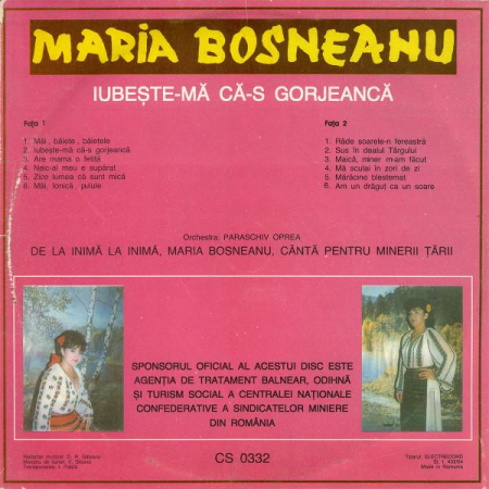 Maria Bosneanu - Iubește-mă Că-s Gorjeancă, (Disc Vinil) [1]
