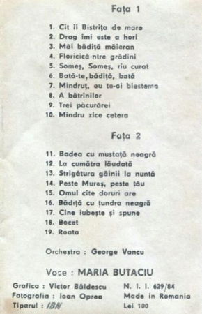 Maria Butaciu - Cît Îi Bistrița De Mare (Caseta Audio) [1]