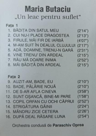 Maria Butaciu - Un Leac Pentru Suflet (Caseta Audio) [1]