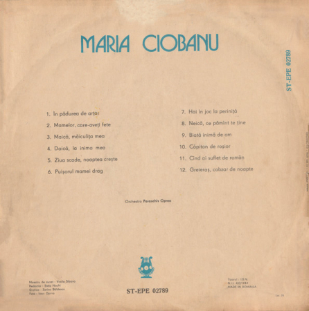 Maria Ciobanu - În Pădurea De Arțar, (Disc Vinil) [1]