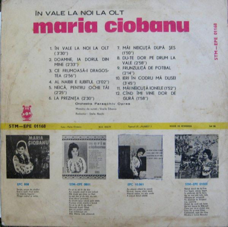 Maria Ciobanu - În Vale La Noi La Olt, (Disc Vinil) [1]