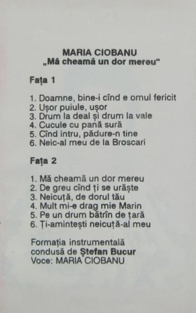 Maria Ciobanu - Mă Cheamă Un Dor Mereu  (Caseta Audio) [1]