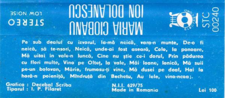Maria Ciobanu - Maria Ciobanu și Ion Dolănescu (Caseta Audio) [1]