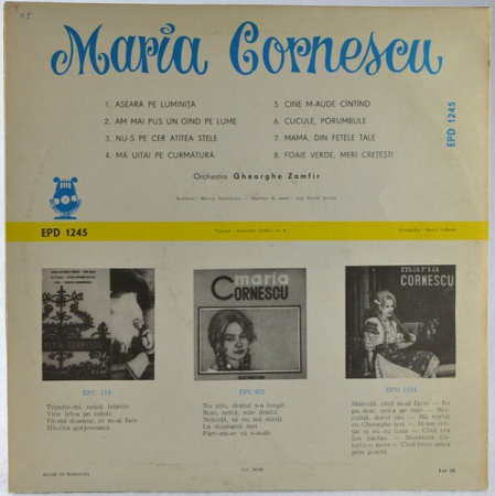 Maria Cornescu - Aseară Pe Luminiță, (Disc Vinil) [1]