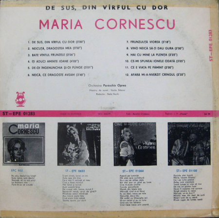 Maria Cornescu - De Sus, Din Vîrful Cu Dor, (Disc Vinil) [1]