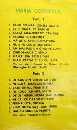 Maria Cornescu - De Sus Din Vîrful Cu Dor (Caseta Audio) [1]