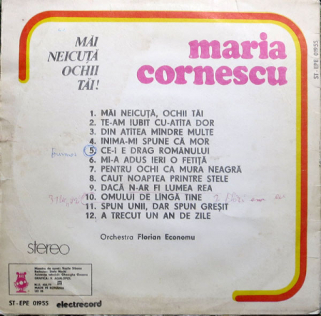 Maria Cornescu - Mai Neicuță Ochii Tăi !, (Disc Vinil) [1]