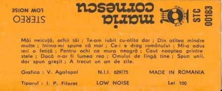 Maria Cornescu - Maria Cornescu, (Casetă Audio) [1]
