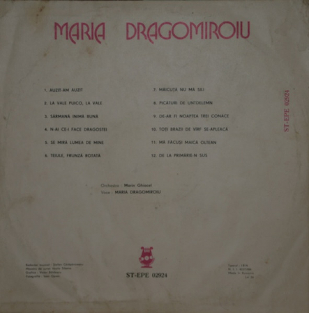Maria Dragomiroiu - Maria Dragomiroiu, (Disc Vinil) [1]