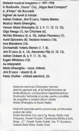 Maria Gheorghiu - Floare De Vartej, (Casetă Audio) [1]