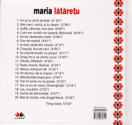 Maria Lătărețu – Mari Interpreți De Folclor – Maria Lătărețu (CD) [1]