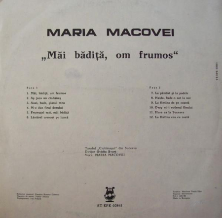 Maria Macovei - Măi Bădiță, Om Frumos (Disc Vinil) [1]