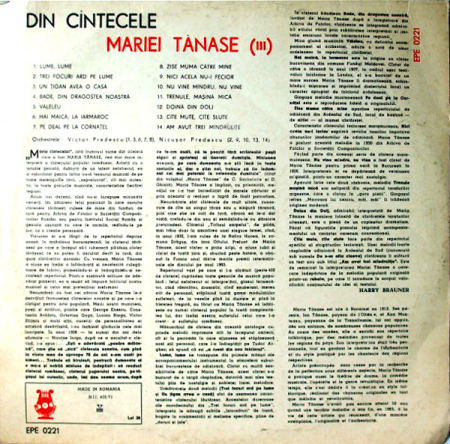 Maria Tănase – Din Cîntecele Mariei Tănase (III) (VINIL) [1]